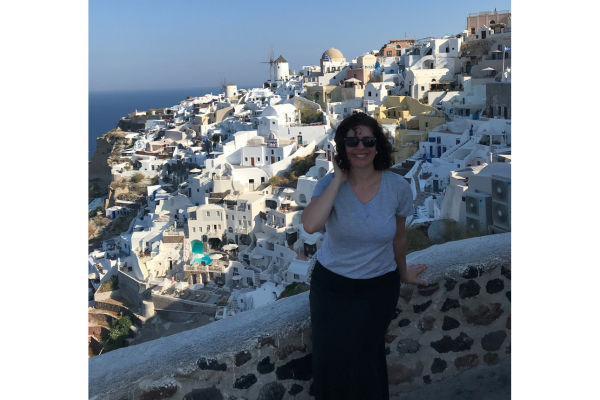 Alicia with Greece in background